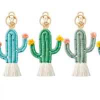 Zinc Alloy Key Chain Jewelry, with Cotton Thread & Natural Stone, Opuntia Stricta, plated, fashion jewelry 