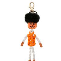 Fur Plush Key Chain, Zinc Alloy, with Marten Hair & Polyester Cord & Silicone, plated, fashion jewelry, orange, 155mm 
