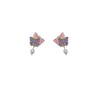 Plastic Pearl Zinc Alloy Earring, with Plastic Pearl, Butterfly, gold color plated, for woman & enamel [