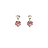 Crystal Drop Earring, Zinc Alloy, with Crystal, Heart, gold color plated, for woman & hollow 
