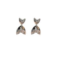 Zinc Alloy Drop Earring, Mermaid tail, silver color plated, Korean style & for woman 
