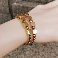 Titanium Steel Bracelet & Bangle, Square, Vacuum Ion Plating, fashion jewelry & for woman Approx 19 cm [