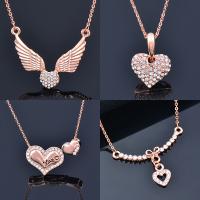 Cubic Zircon Micro Pave Brass Necklace, with 5cm extender chain, Heart, rose gold color plated, fashion jewelry & micro pave cubic zirconia & for woman Approx 40 cm 