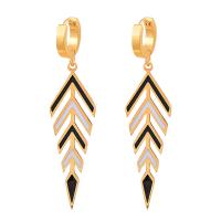Stainless Steel Drop Earring, 316L Stainless Steel, Leaf, Vacuum Ion Plating, fashion jewelry & for woman & enamel, mixed colors, 55mm 