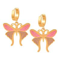 Stainless Steel Drop Earring, 316L Stainless Steel, Butterfly, Vacuum Ion Plating, fashion jewelry & for woman & enamel 