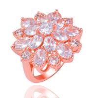 Cubic Zirconia Micro Pave Brass Finger Ring, Flower, plated, fashion jewelry & micro pave cubic zirconia & for woman [