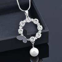 Rhinestone Brass Necklace, with Plastic Pearl, plated, fashion jewelry & for woman & with rhinestone & hollow Approx 80 cm 
