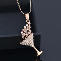 Rhinestone Brass Necklace, Cup, rose gold color plated, fashion jewelry & for woman & with rhinestone Approx 80 cm 