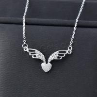 Titanium Steel Jewelry Necklace, with 5cm extender chain, Heart, fashion jewelry & micro pave rhinestone & for woman & hollow Approx 40 cm 