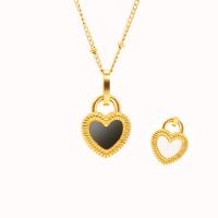 Stainless Steel Jewelry Necklace, 316L Stainless Steel, Heart, gold color plated, fashion jewelry & for woman & double-sided Approx 18.5 Inch 