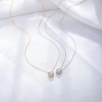 Zinklegierung Zirkonia Halskette, mit Verlängerungskettchen von 1.97inch, plattiert, Modeschmuck & Micro pave Zirkonia & für Frau, keine, 8.95mm, Länge:ca. 15.75 ZollInch, verkauft von PC