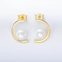 Plastic Pearl Zinc Alloy Earring, with Plastic Pearl, gold color plated, fashion jewelry & for woman, 15mm [