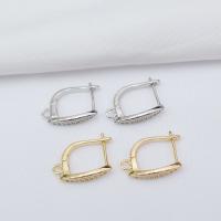 Brass Lever Back Earring Component, high quality plated, hypo allergic & DIY & micro pave cubic zirconia 0.8mm [