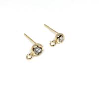 Brass Earring Stud Component, high quality plated, DIY & micro pave cubic zirconia [