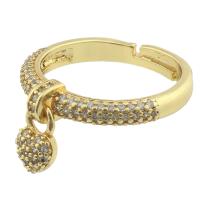 Anilo de dedo de latón, metal, chapado en color dorado, Joyería & para mujer & con diamantes de imitación, 24x22x4mm, Vendido por UD