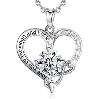 Cubic Zircon Micro Pave Brass Necklace, Heart, fashion jewelry & micro pave cubic zirconia & for woman Approx 17.72 Inch 