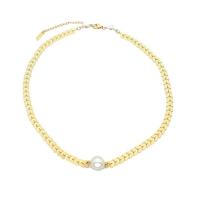 Titanium Steel Jewelry Necklace, with Plastic Pearl, with 1.97inch extender chain, Wheat, 18K gold plated, fashion jewelry & for woman, golden Approx 15.75 Inch [