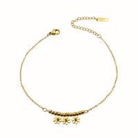 Stainless Steel Anklets Jewelry, 304 Stainless Steel, with 1.97inch extender chain, Daisy, 18K gold plated, fashion jewelry & for woman, golden Approx 8.27 Inch 