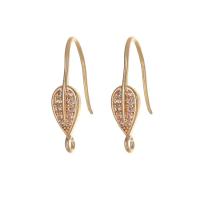 Brass Hook Earwire, gold color plated, DIY & micro pave cubic zirconia, golden 