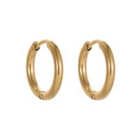 Brass Huggie Hoop Earring, Donut, gold color plated & for woman, golden 