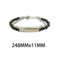 Glas Perlen Schmuck Armbänder, 304 Edelstahl, mit Glasperlen, Doppelschicht & Modeschmuck & unisex, gemischte Farben, 11x7mm, Länge:ca. 24.8 cm, verkauft von PC