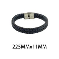 PU Leather Cord Bracelets, 304 Stainless Steel, with PU Leather, fashion jewelry & Unisex, black Approx 22.5 cm 