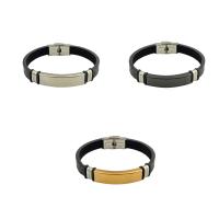 Silicone Stainless Steel Bracelets, 304 Stainless Steel, with Silicone, Vacuum Ion Plating, fashion jewelry & Unisex Approx 21 cm [