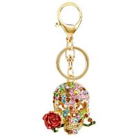 Zinc Alloy Key Chain Jewelry, Skull, plated, fashion jewelry & with rhinestone 