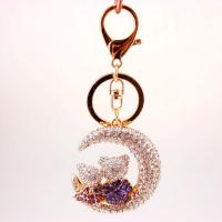 Zinc Alloy Key Chain Jewelry, Bear, plated, fashion jewelry & with rhinestone, purple 