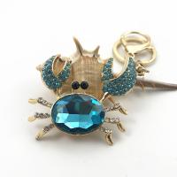 bijoux de porte-clés en Alliage de zinc, crabe, Placage, bijoux de mode & avec strass, plus de couleurs à choisir Vendu par PC[