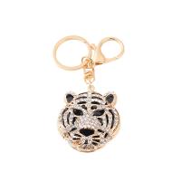 Zinc Alloy Key Chain Jewelry, Tiger, plated, fashion jewelry & enamel & with rhinestone 