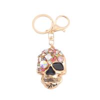 Zinc Alloy Key Chain Jewelry, Skull, plated, fashion jewelry & with rhinestone 