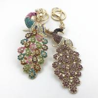 bijoux de porte-clés en Alliage de zinc, paon, Placage, bijoux de mode & avec strass, plus de couleurs à choisir Vendu par PC[
