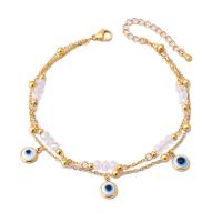 Evil Eye Jewelry Bracelet, Titanium Steel, with Plastic, with 5cm extender chain, 18K gold plated, fashion jewelry & for woman, golden Approx 21 cm 