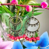 Turquoise Zinc Alloy Earring, with turquoise, antique brass color plated, fashion jewelry & for woman [