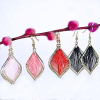 Zinc Alloy Drop Earring, with Golden Threads, fashion jewelry & for woman 