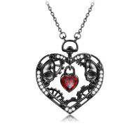 collier de Stras en alliage Zinc, alliage de zinc, coeur, bijoux de mode & pour femme & avec strass, noire Environ 45 cm, Vendu par PC