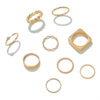 Zinc Set anillo de aleación, aleación de zinc, chapado en color dorado, 9 piezas & Joyería & para mujer & con diamantes de imitación, dorado, Vendido por Set[