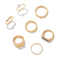 Zinc Set anillo de aleación, aleación de zinc, chapado en color dorado, 7 piezas & Joyería & para mujer & esmalte & con diamantes de imitación, dos diferentes colores, Vendido por Set[