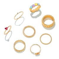 邪眼ジュエリー指輪, 亜鉛合金, ゴールドメッキ, 8個入り & ファッションジュエリー & 悪い目のパターン & 女性用 & エナメル & ライン石のある, 彩色, 売り手 セット