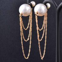 Fashion Fringe Earrings, Brass, with Plastic Pearl, plated, fashion jewelry & for woman 65mm 