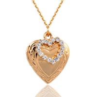 Fashion Locket Necklace, Titanium Steel, with 5cm extender chain, Heart, Vacuum Ion Plating, fashion jewelry & for woman & with rhinestone 23mm Approx 40 cm [