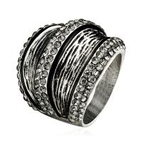 Латунное кольцо с стразами, Латунь, плакированный цветом под старое серебро, Винтаж & разный размер для выбора & Женский & со стразами, продается PC