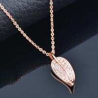 Rhinestone Brass Necklace, with 5cm extender chain, Leaf, plated, fashion jewelry & for woman & with rhinestone Approx 37 cm 