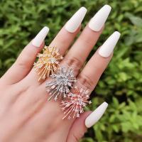 Cubic Zircon Brass Finger Ring, Flower, plated, Adjustable & fashion jewelry & micro pave cubic zirconia & for woman inner ~21mm 
