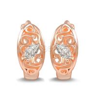 Cubic Zircon Brass Earring, with Cubic Zirconia, rose gold color plated, fashion jewelry & for woman & hollow 