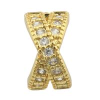 Pendiente stud de cobre con los diamantes de imitación , metal, chapado en color dorado, Joyería & para mujer & con diamantes de imitación, 13x7x18mm, Vendido por Par