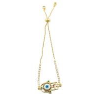 Evil Eye Jewelry Bracelet, Brass, gold color plated, fashion jewelry & for woman & with rhinestone Approx 5.1 Inch 