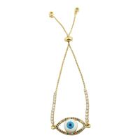 Evil Eye Jewelry Bracelet, Brass, gold color plated, fashion jewelry & for woman & with rhinestone Approx 4.8 Inch 