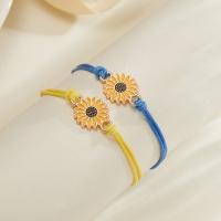 PU Leather Cord Bracelets, Zinc Alloy, with leather cord, Flower, plated, 2 pieces & Length Adjustable & fashion jewelry & Unisex Approx 16-30 cm 